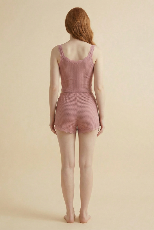 Ensemble Pyjama d’Été Femme – Caraco Dentelle et Short