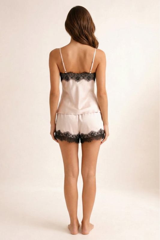 Ensemble Nuit Satin & Dentelle – Pyjama Femme Élégant