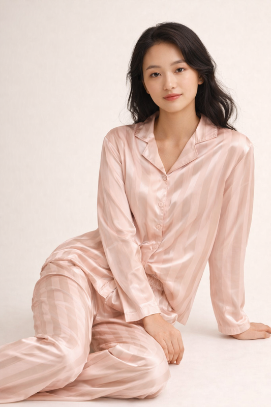 Ensemble Pyjama Satiné Rayé – Élégance & Confort